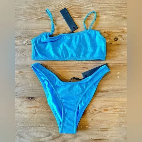 TRIANGL MICA - CHEEKY BABY BLUE SPARKLE SET NO BAG NEW WITH TAGS - Picture 3 of 5